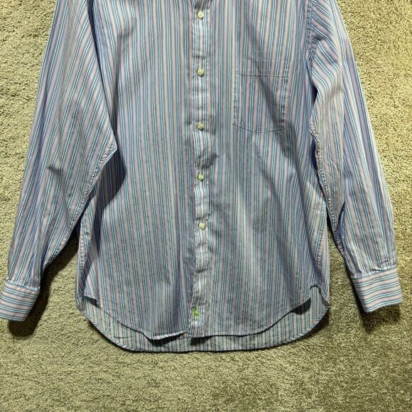 Tailorbyrd‎ Shirt Men's Large Blue Pink Striped Button Down Long Sleeve Cotton - Picture 5 of 13